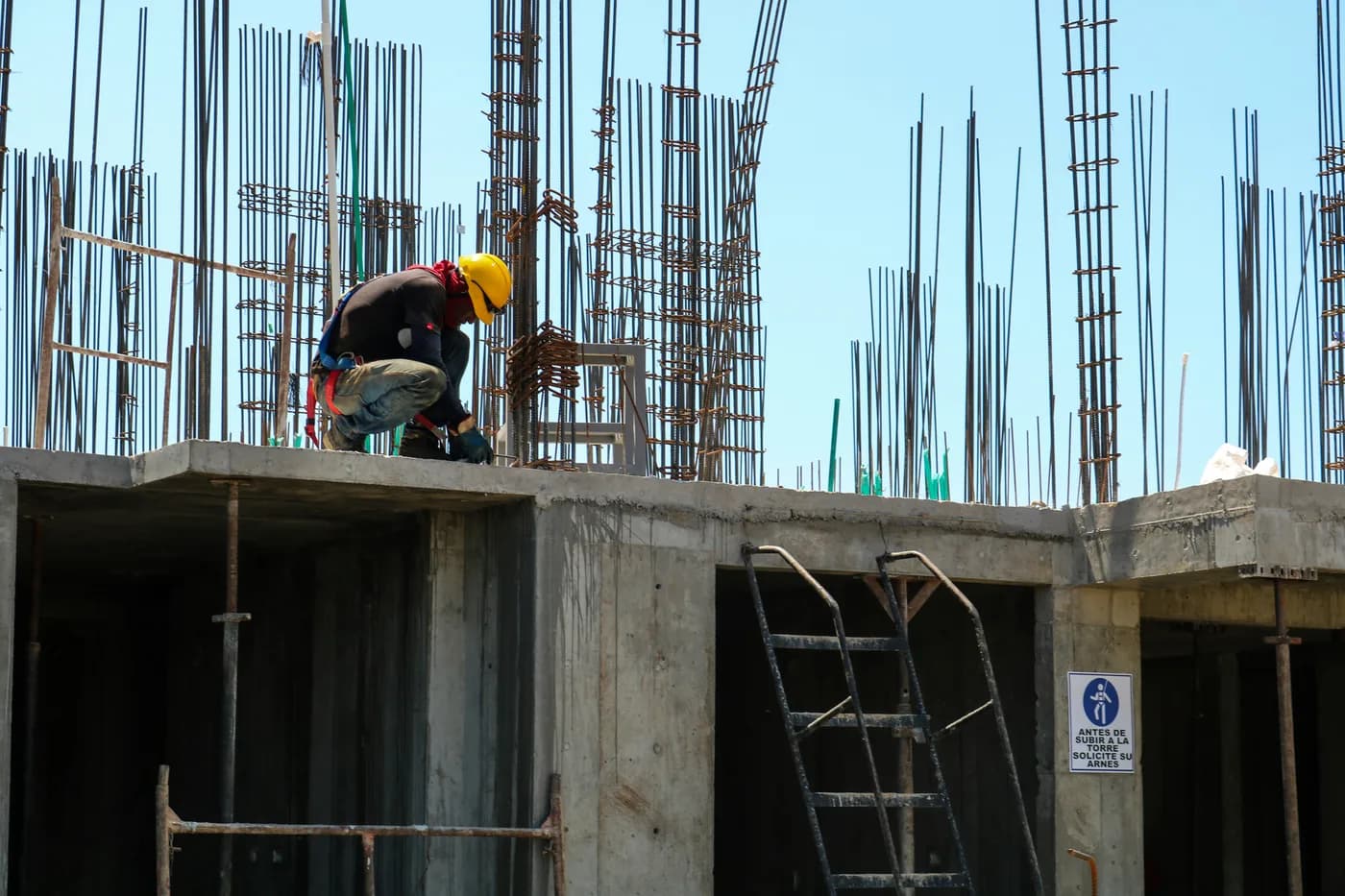 Construction worker on an active infrastructure site